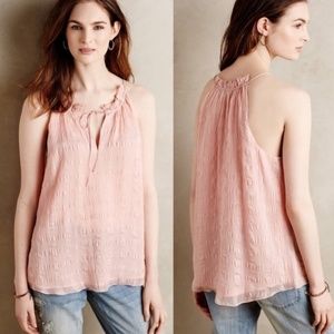 [Anthro] HD in Paris Pink Shadow Pane Silk Tank